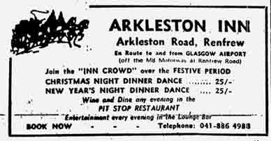 Arkelston Inn advert 1970